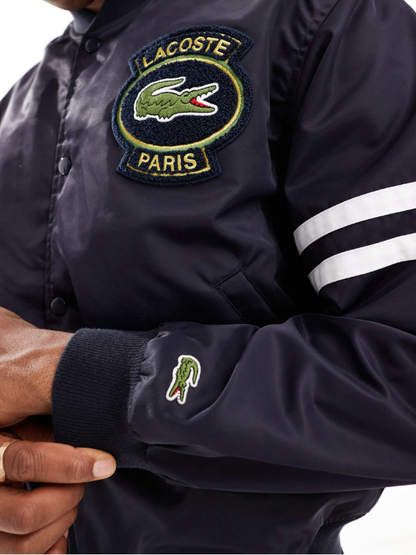 Lacoste unisex varsity jacket with logo in black