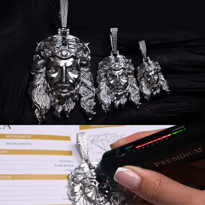 Moissanite Jesus Piece Head Pendant Moissanite Solid 925 Sterling Silver