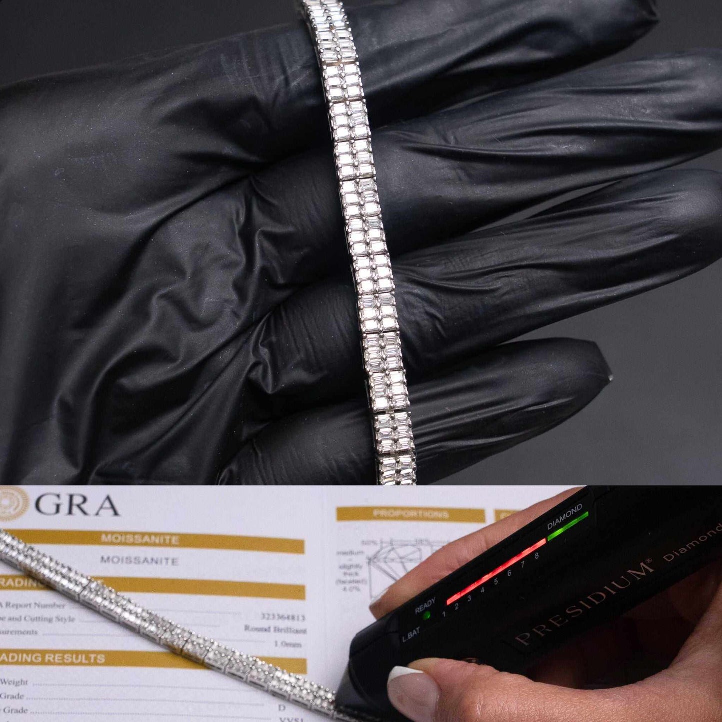 Baguette Moissanite Square Tennis Bracelet Solid 925 Sterling Silver