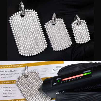 Moissanite Dog Tag Pendant – Iced Out 925 Sterling Silver Jewelry