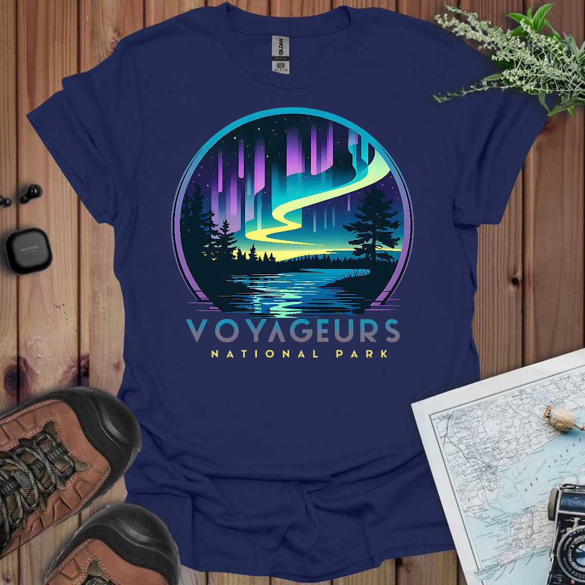 Voyageurs National Park Unisex Fit Soft T-Shirt Northern Lights Aurora Borealis