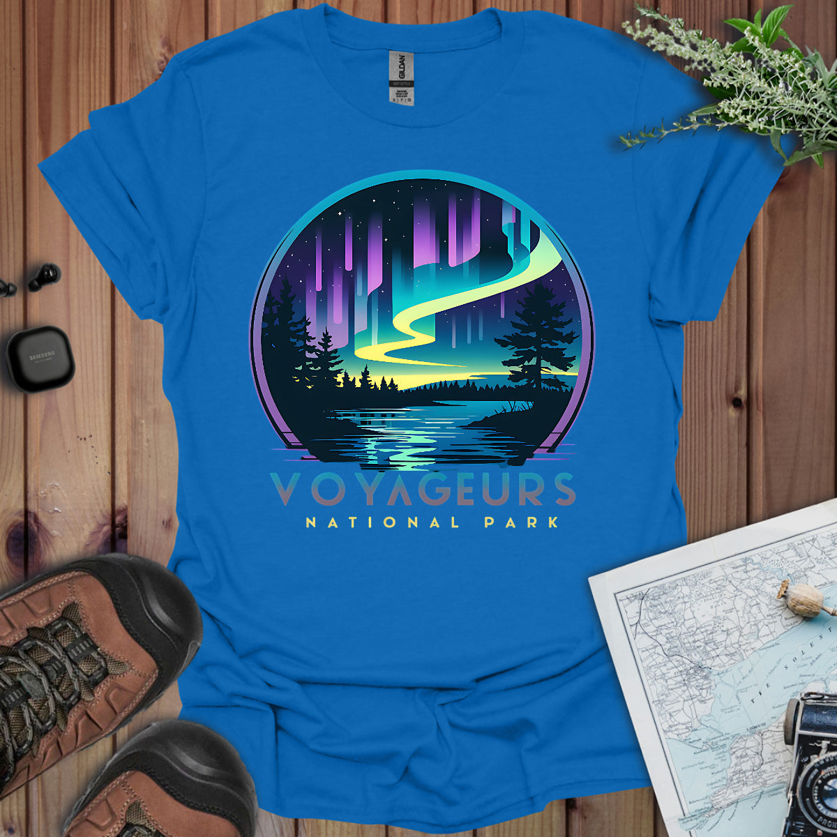 Voyageurs National Park Unisex Fit Soft T-Shirt Northern Lights Aurora Borealis