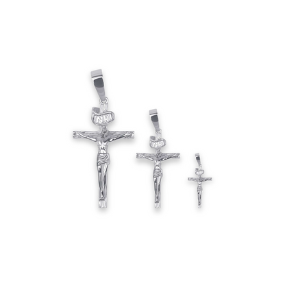Jesus Crucifix Cross Pendant Solid 925 Sterling Silver
