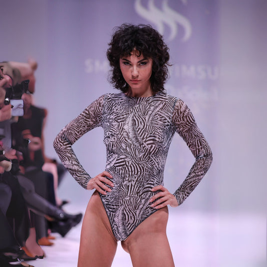 FAKE ZEBRA SWIMSUIT WITH SLEEVES