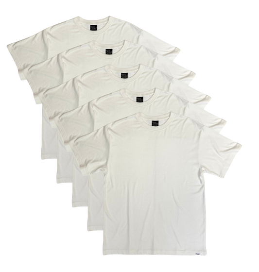 Men's Bamboo Viscose/Organic Cotton Short Sleeve T-Shirt Off White Color - 5-Pack