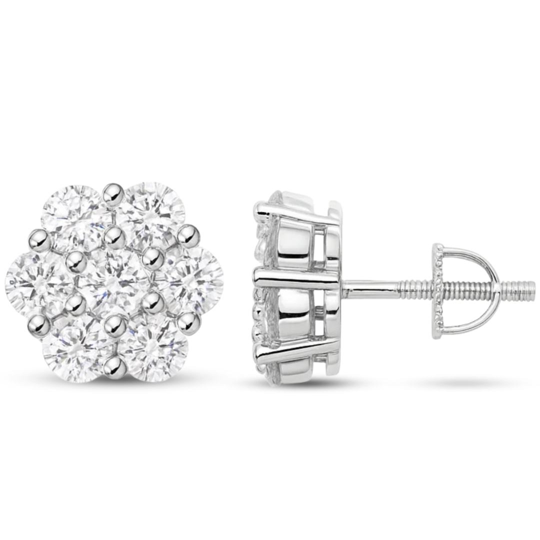 Moissanite Cluster Stud Earrings in925 Sterling Silver 6-10mm