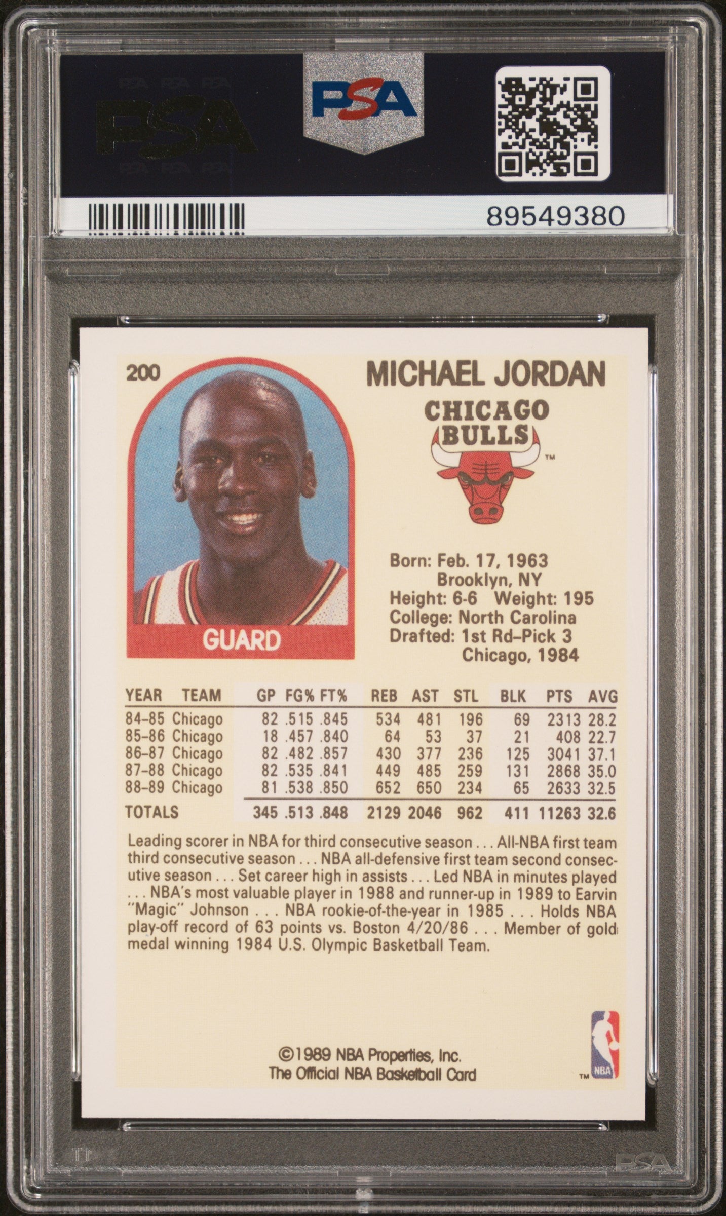 Graded 1989 Hoops Michael Jordan #200 Basketball Card PSA 10 Gem Mint