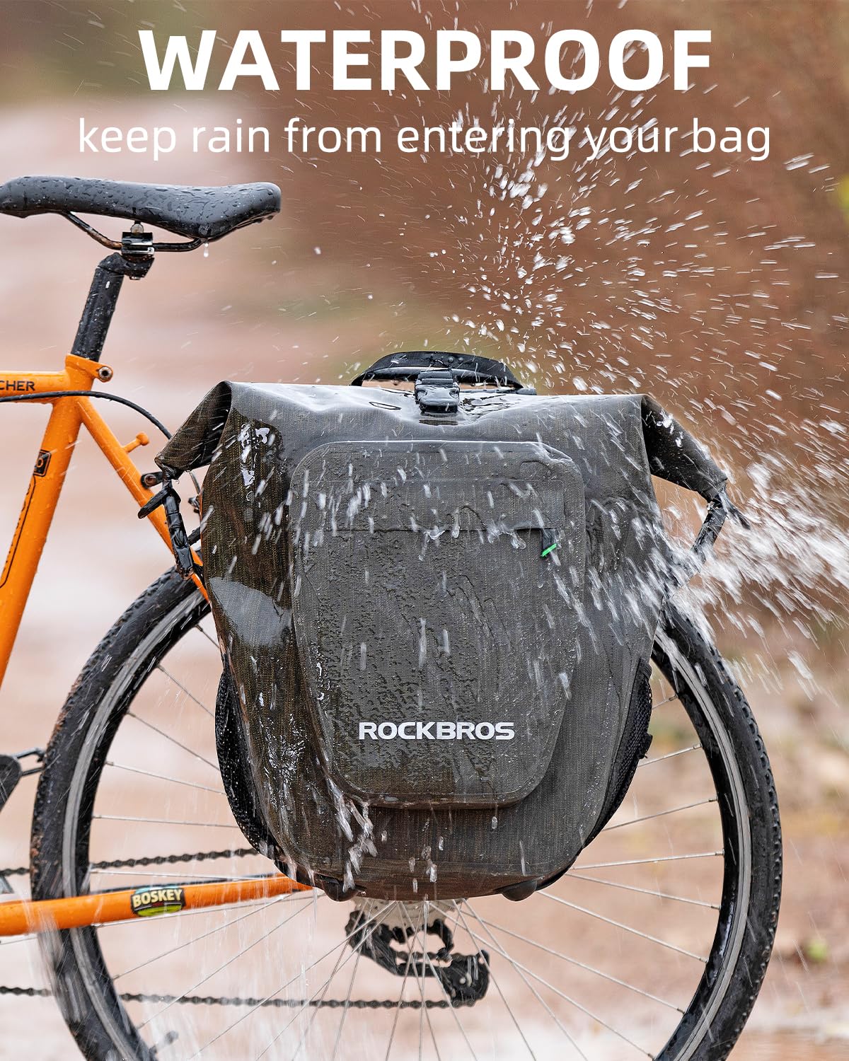ROCKBROS 27L Waterproof Bike Pannier Bag Grocery Touring Cycling Large Capacity Rear Rack Bag