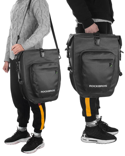 ROCKBROS 27L Waterproof Bike Pannier Bag Grocery Touring Cycling Large Capacity Rear Rack Bag