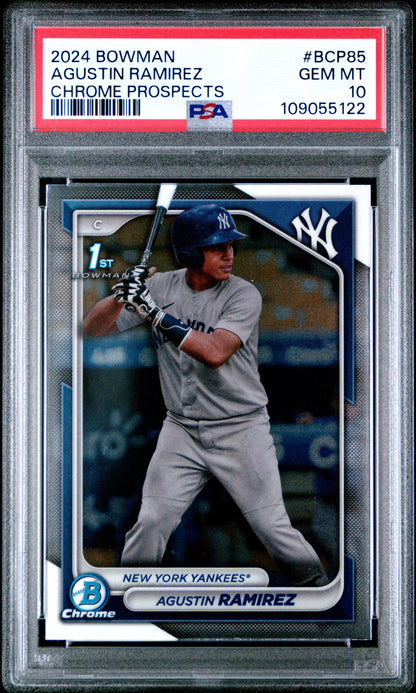 Graded 2024 Topps Bowman Agustin Ramirez #BCP85 Chrome Prospects Rookie RC Baseball Card PSA 10 Gem Mint
