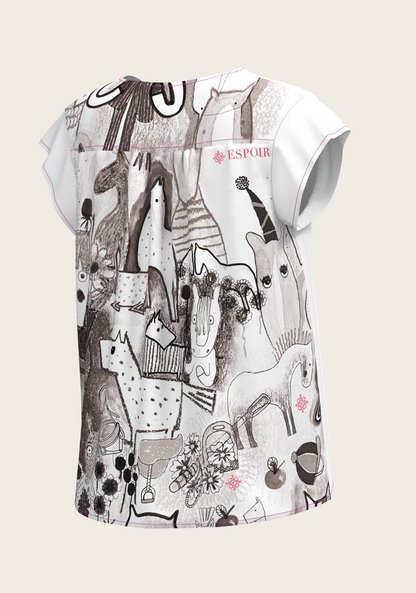 The Horse Fair Monochrome Loose Fitting V Neck Shirt