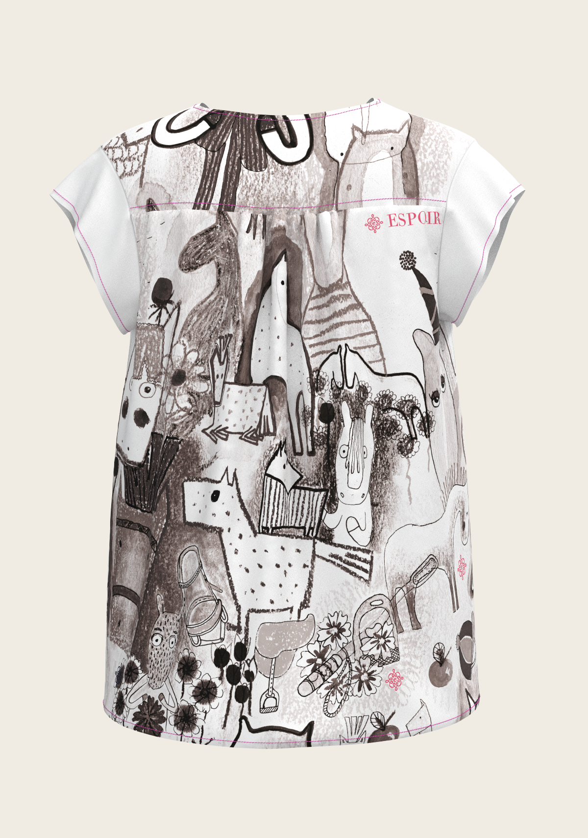The Horse Fair Monochrome Loose Fitting V Neck Shirt