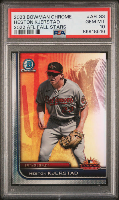 Graded 2023 Topps Bowman Chrome Heston Kjerstad #AFLS3 2022 AFL Fall Stars Rookie RC Baseball Card PSA 10 Gem Mint