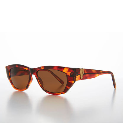 Chunky Mod Street Style Vintage Sunglass with Gold Bling - Val