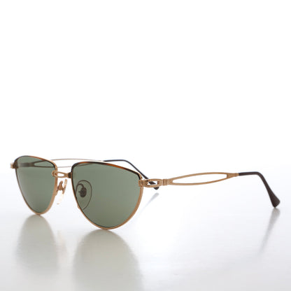 Gold Semi-Oval Vintage Sunglasses - Veanne