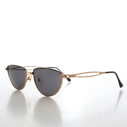 Gold Semi-Oval Vintage Sunglasses - Veanne