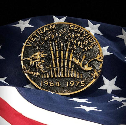 Vietnam Service Grave Marker & Flag Holder with Aluminum Ground Spike