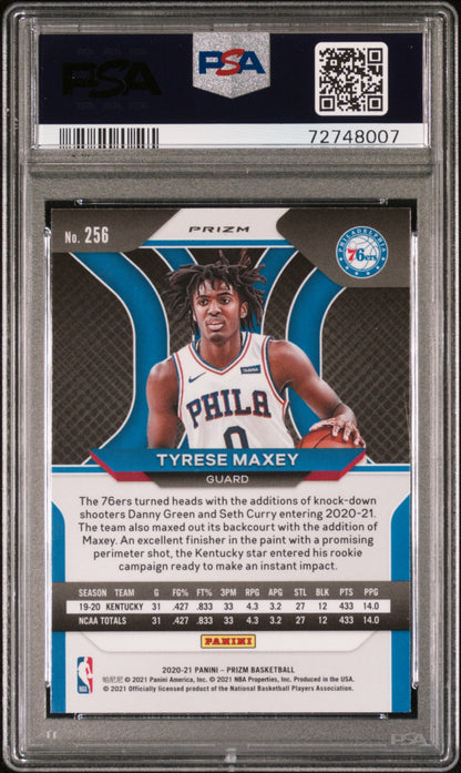 Graded 2020 Panini Prizm Tyrese Maxey #256 Pink Ice Rookie RC Basketball Card PSA 10 Gem Mint