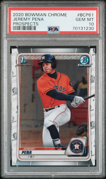 Graded 2020 Topps Bowman Chrome Jeremy Pena #BCP61 Prospects Rookie RC Baseball Card PSA 10 Gem Mint