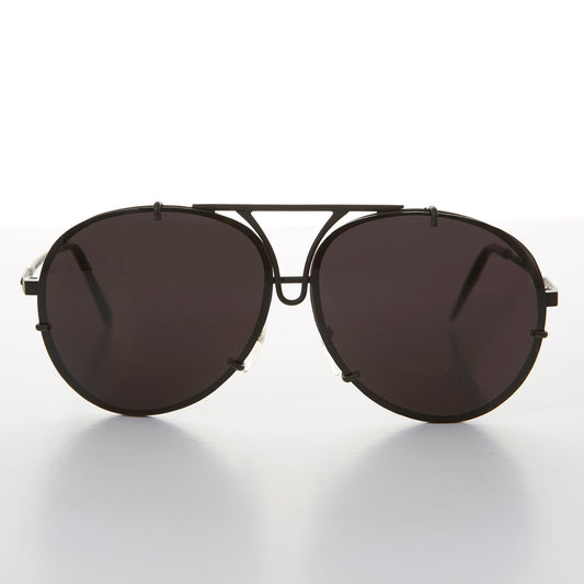 Vintage Rimless Aviator Sunglass Matte Black - Vossie
