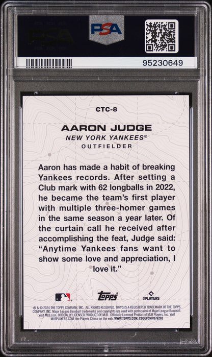 Graded 2024 Topps Aaron Judge #CTC8 City to City Blue Baseball Card PSA 10 Gem Mint