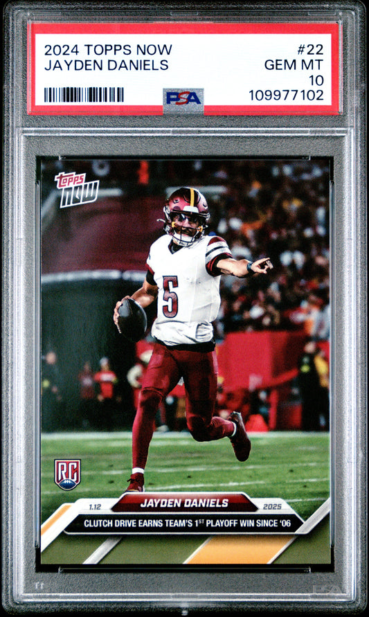 Graded 2024 Topps Now Jayden Daniels #22 Rookie RC Football Card PSA 10 Gem Mint