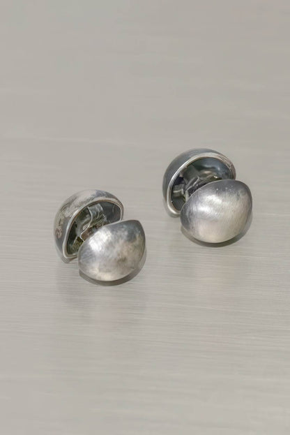 Vintage Dimensional Earrings - Distressed Double-Sided Hemisphere Studs