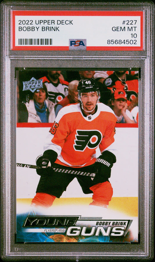 Graded 2022 Upper Deck Young Guns Bobby Brink #227 Rookie RC Hockey Card PSA 10 Gem Mint
