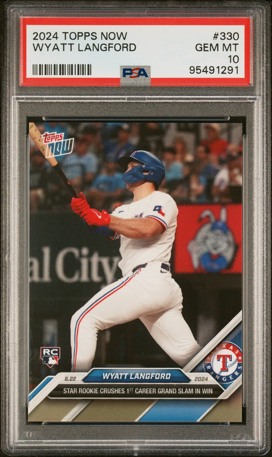 Graded 2024 Topps Now Wyatt Langford #330 Rookie RC Baseball Card PSA 10 Gem Mint