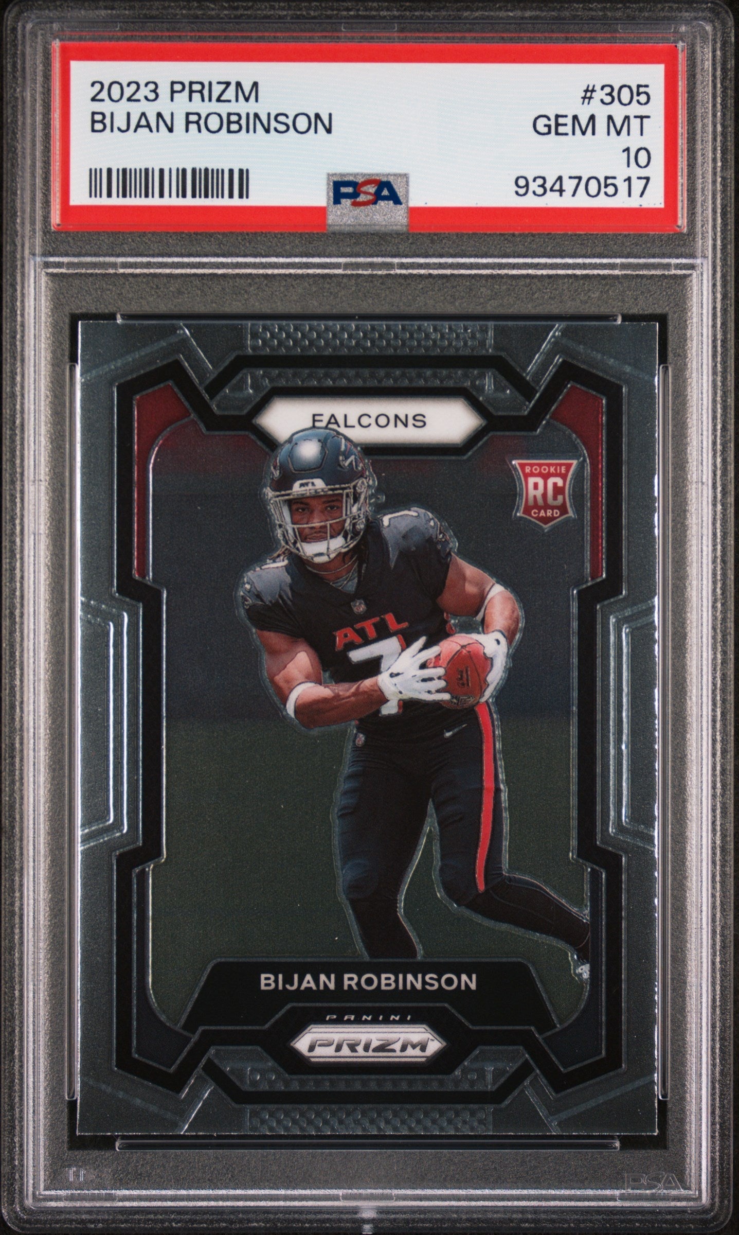 Graded 2023 Panini Prizm Bijan Robinson #305 Rookie RC Football Card PSA 10 Gem Mint
