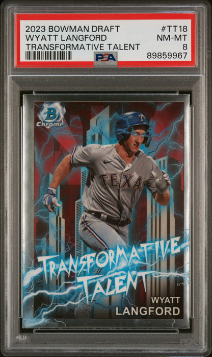Graded 2023 Topps Bowman Draft Wyatt Langford #TT18 Transformative Talent Rookie RC Baseball Card PSA 8 Near Mint