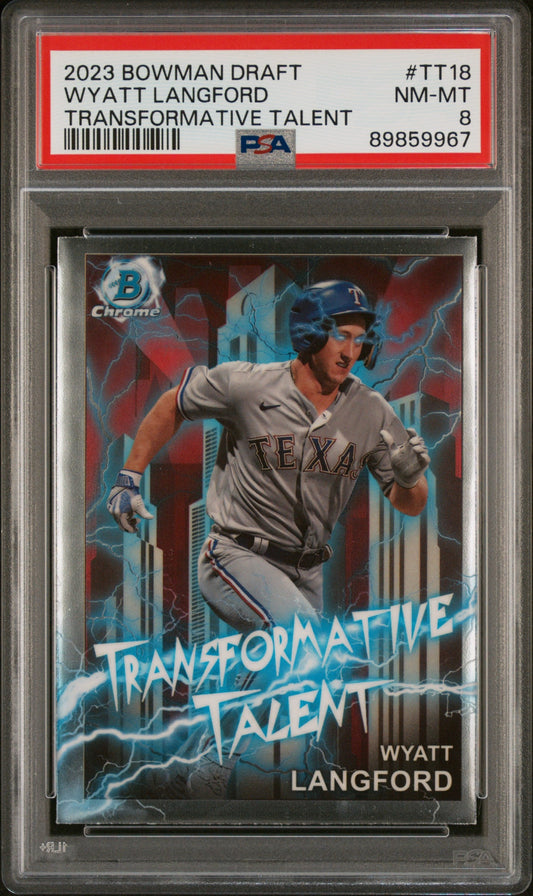 Graded 2023 Topps Bowman Draft Wyatt Langford #TT18 Transformative Talent Rookie RC Baseball Card PSA 8 Near Mint