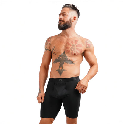 SHEATH V Men's Single Pouch 8" Sports Performance Boxer Brief w/ Horizontal Fly