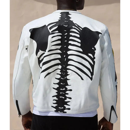 Vanson Skeleton White Leather Jacket