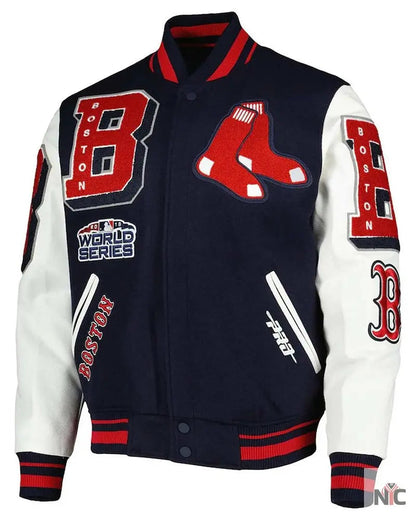 Varsity Boston Red Sox Mash Up Navy Blue and White Jacket