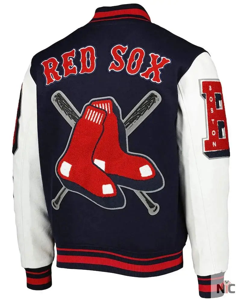 Varsity Boston Red Sox Mash Up Navy Blue and White Jacket