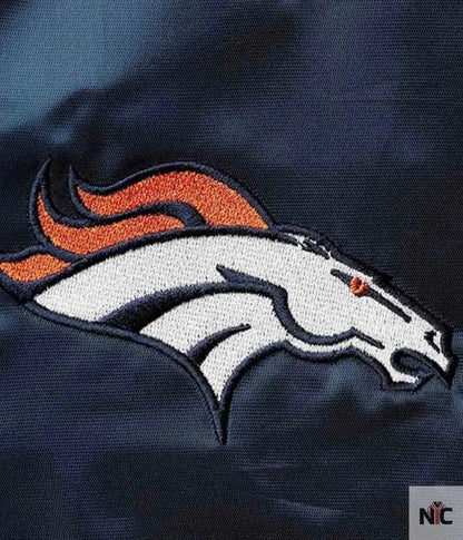 Varsity Denver Broncos Navy Blue Leather Jacket