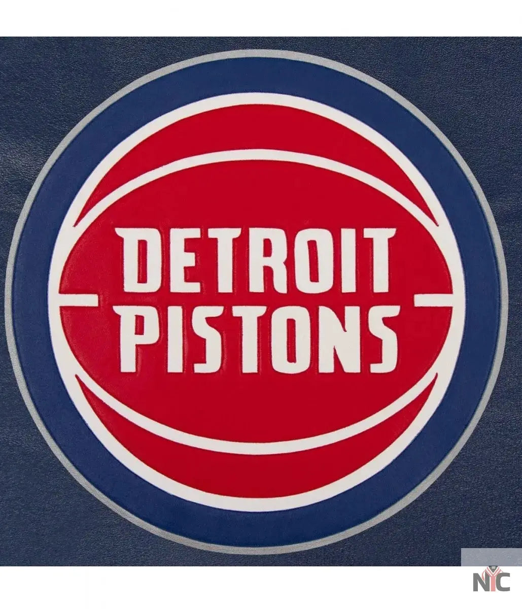 Varsity Detroit Pistons Navy Blue Leather Jacket