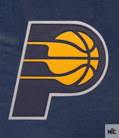 Varsity Indiana Pacers Navy Blue Leather Jacket
