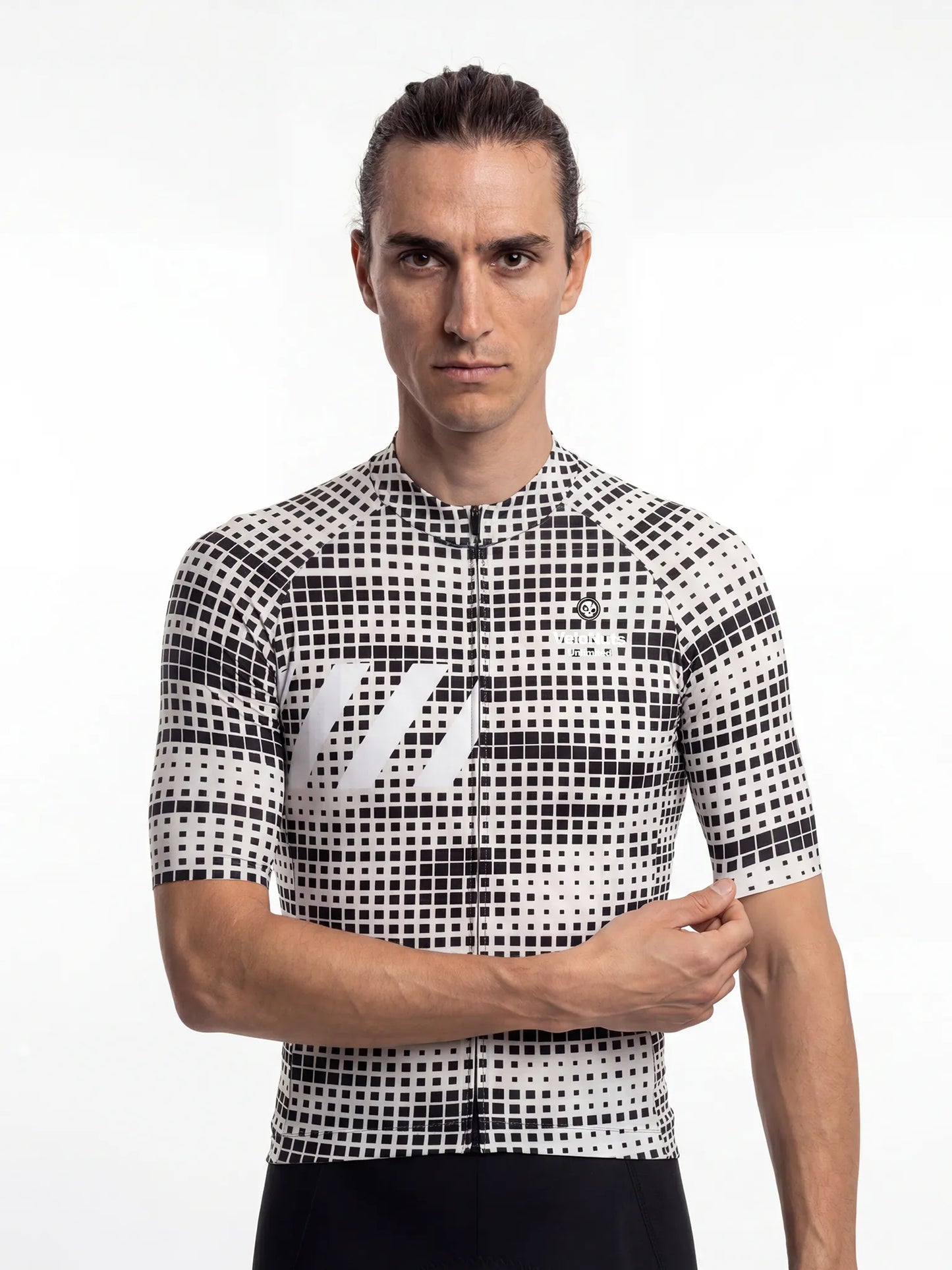 Men's Cycling Jersey-Mono Pixel Grid
