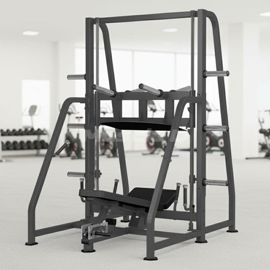 Excel Vertical Leg Press - Muscle D Fitness - Plate Load Leg Press - Adjustabe Back Pad - Weight Storage Pegs - Safety stops