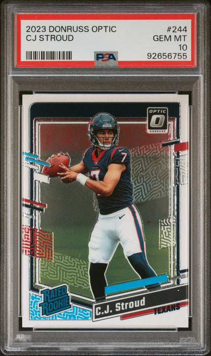 Graded 2023 Panini Donruss Optic CJ Stroud #244 Rookie RC Football Card PSA 10 Gem Mint