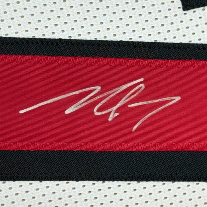 Framed Autographed/Signed Michael Mike Vick 35x39 Atlanta White Football Jersey PSA/DNA COA