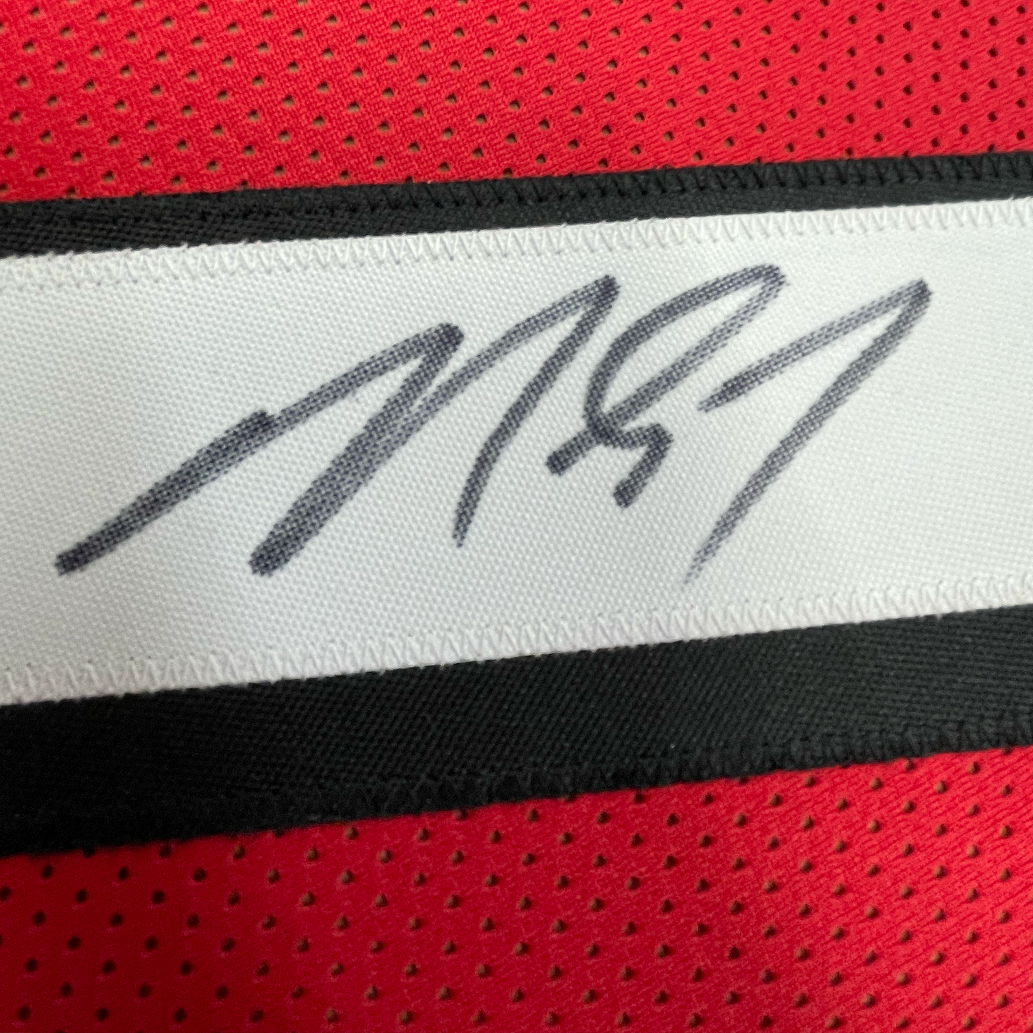 Framed Autographed/Signed Michael Mike Vick 35x39 Atlanta Red Football Jersey PSA/DNA COA