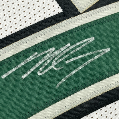 Framed Autographed/Signed Michael Mike Vick 35x39 Philadelphia White Football Jersey PSA/DNA COA