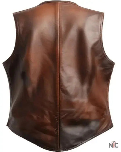 Vintage Men Brown Leather Vest