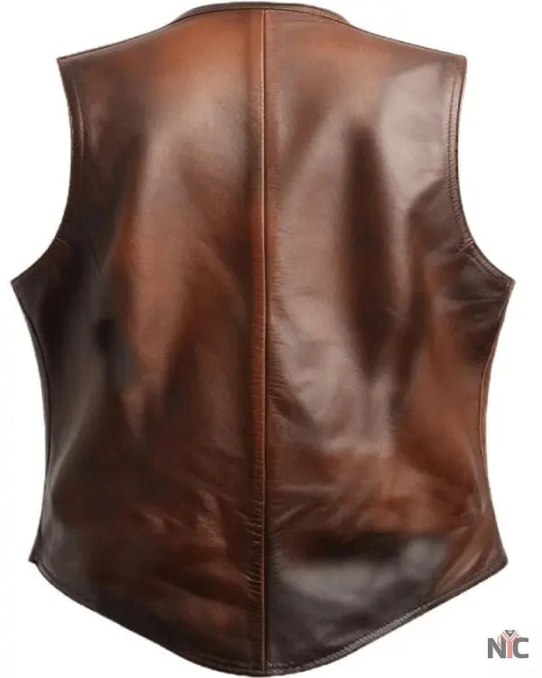 Vintage Men Brown Leather Vest