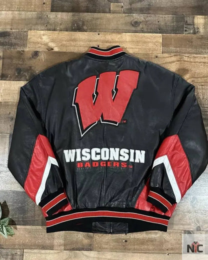 Vintage University Of Wisconsin Badgers Leather Jacket