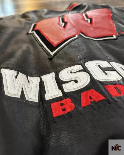 Vintage University Of Wisconsin Badgers Leather Jacket