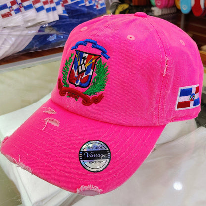 Vintage Adjustable Dominican Shield Neon Pink Hats
